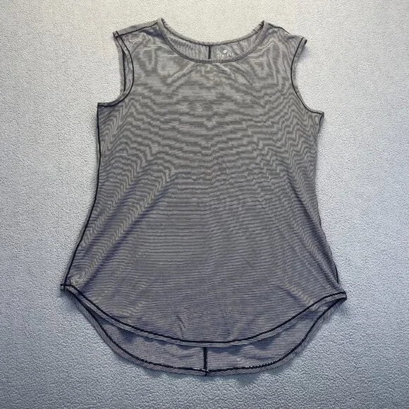 Athleta Womens Shanti Micro Stripe Tank Top Large S Tencel Black White Workout - Picture 7 of 9